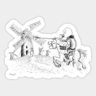 Don Quixote fighting windmills Sticker